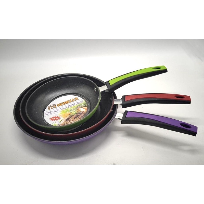 Fry Pan Gagang Warna Wajan Penggoreng - Teflon Wajan Anti Lengket UK 18 / 20 / 22 / 24 CM - Tanpa Minyak Anti Lengket Murah