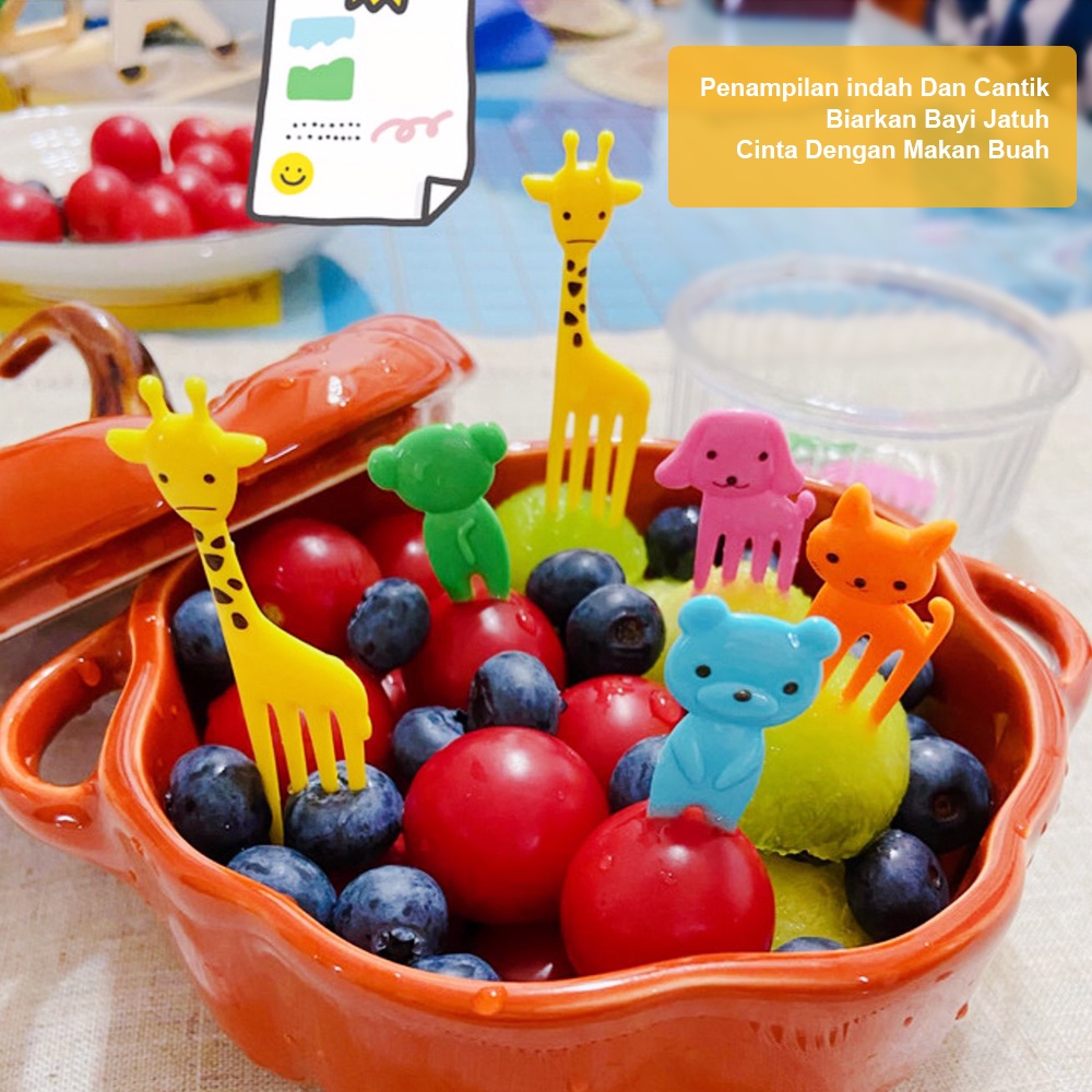 Mumystation Garpu Buah Kue Snack Dessert Mini Motif Kartun Hewan