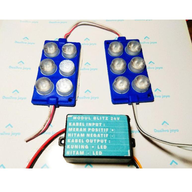 ↾ MODUL LAMPU LED BLITZ PESAWAT 24 VOLT+2 LAMPU 6 MT KOTAK シ