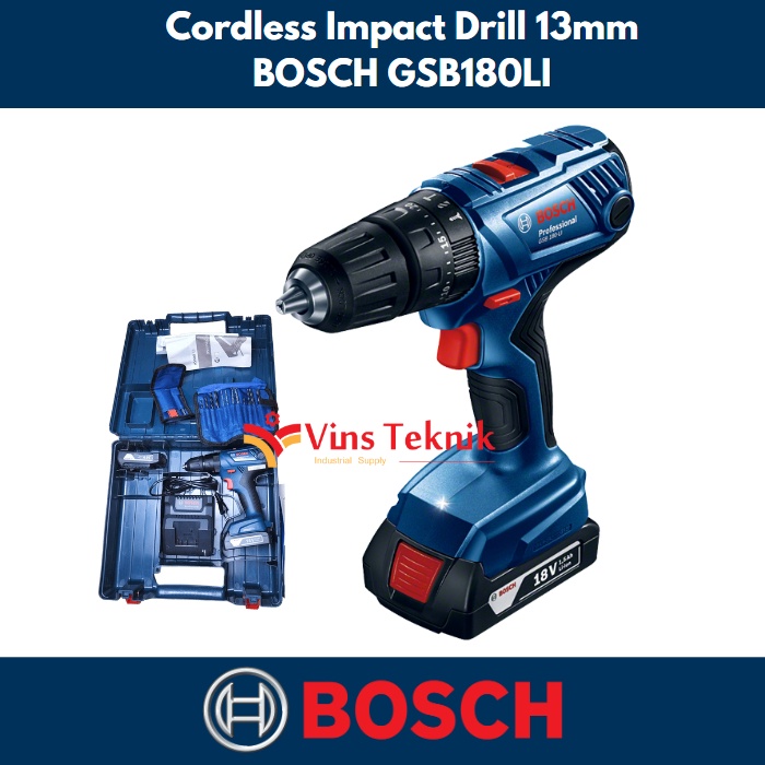 Mesin bor baterai cordless Impact driver GSB180LI BOSCH GSB 180 LI