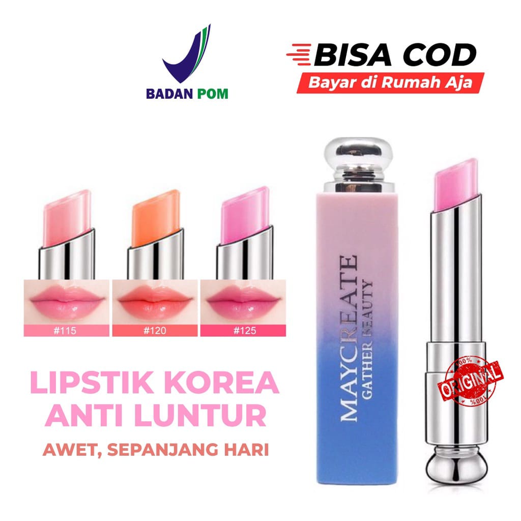 MAYCREATE LIPSTIK LIP BALM WATERPROOF MELEMBABKAN MOISTURIZING LIPSTICK ORIGINAL TAHAN AIR