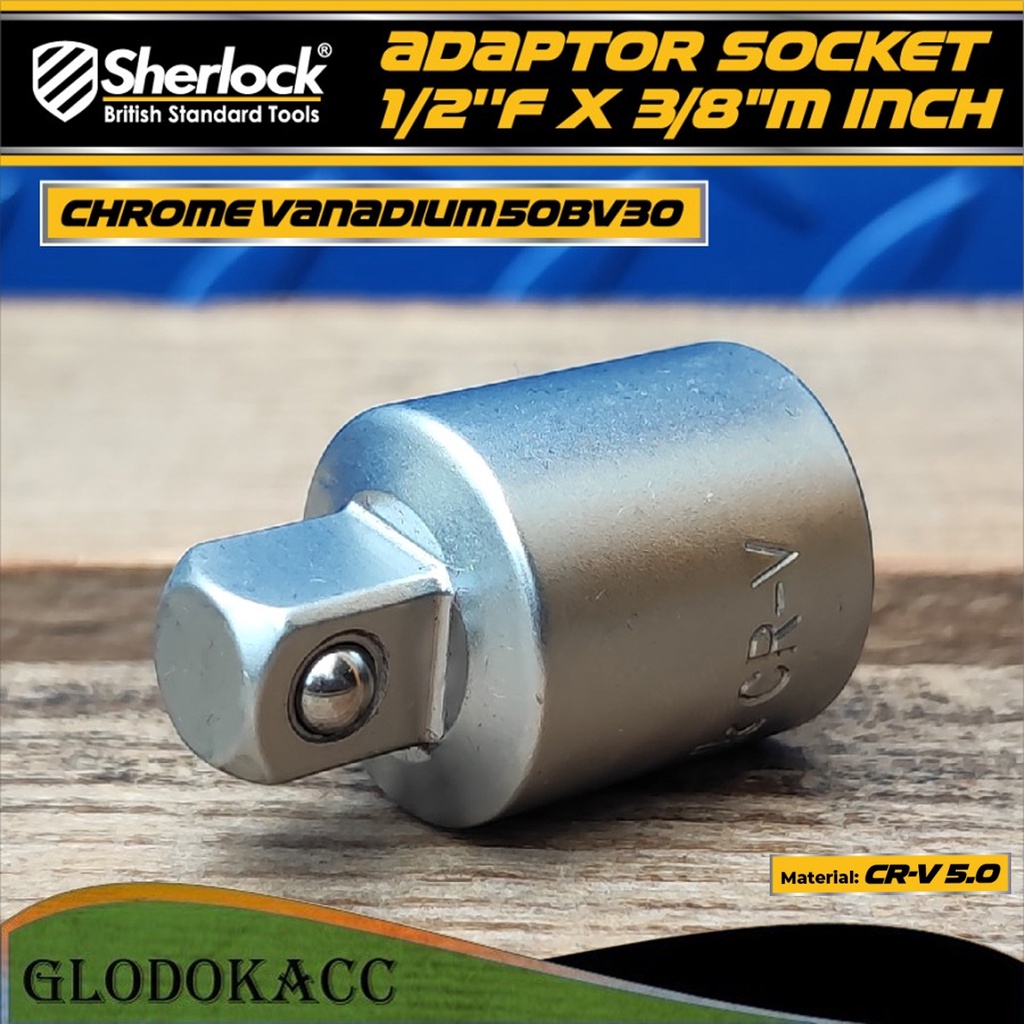 Adaptor Socket 1/2&quot; F x 3/8&quot; M inch Sherlock Sambungan Konversi Socket