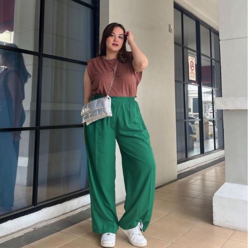 Loose Pants Trousers Celana Anti Kusut Celana Kulot Jumbo Highwaist Premium BB 55 - 125 KG Cullotes Highwaist Loose Big Size Loose Pants Jumbo