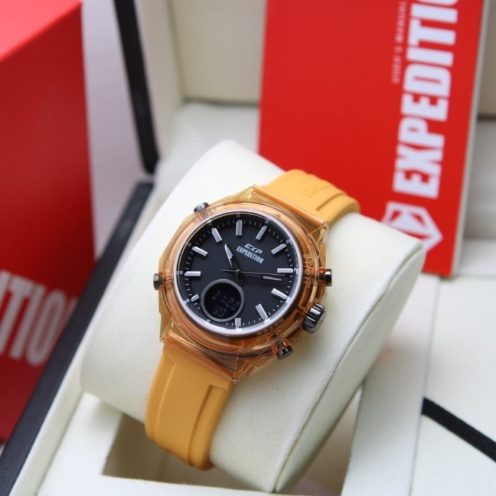 JAM TANGAN WANITA EXPEDITION E 6831 DUAL TIME RUBBER ORIGINAL GARANSI RESMI 1 TAHUN