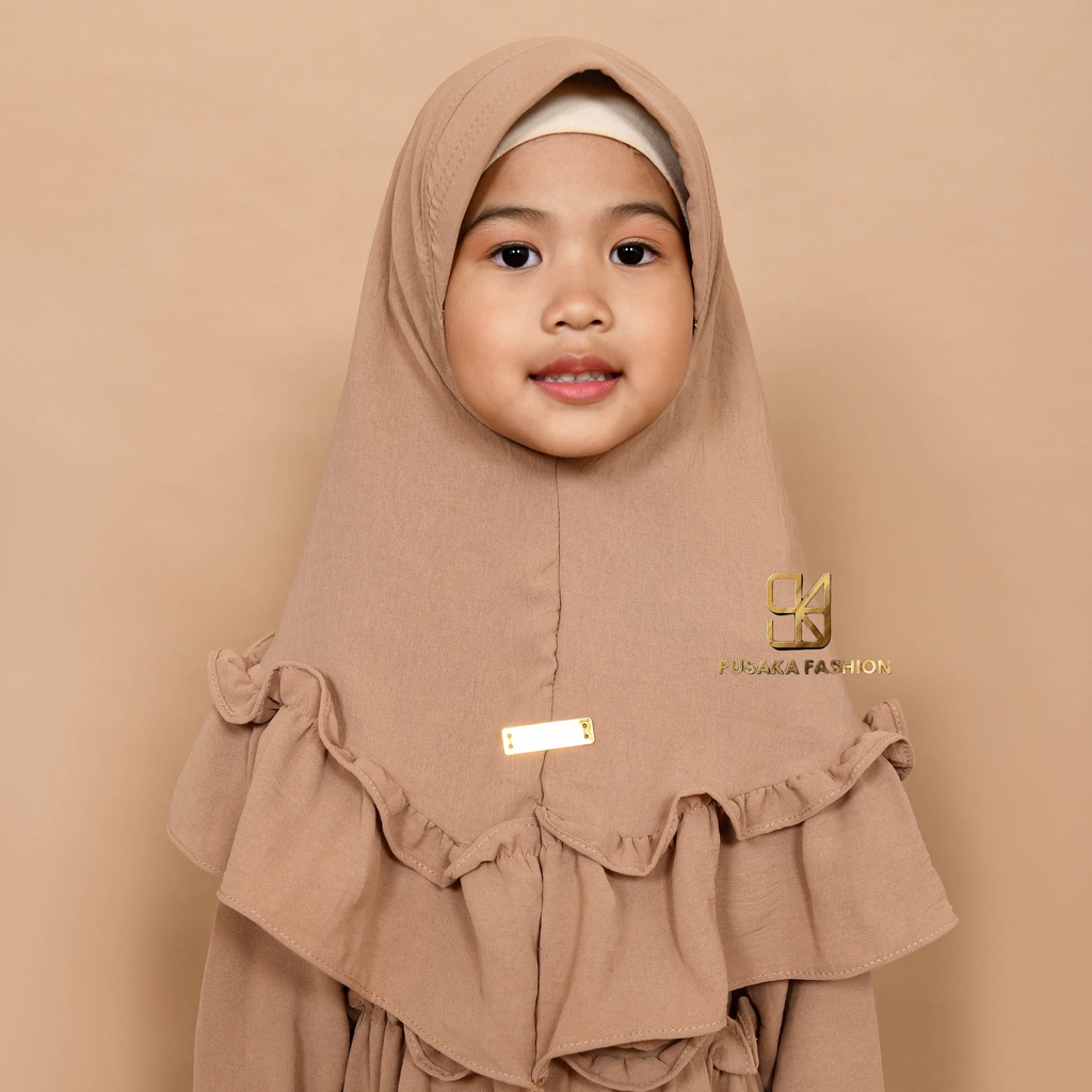JIIRA baju gamis syari anak perempuan cringkle fashion muslim terbaru  FREE hijab khimar modern dres stelan kerudung serut susun 4 - 9 tahun manasik mengaji maulid nabi warna putih tulang hitam bata lilac lemon pink fuchia moca sagr green olive kekinian