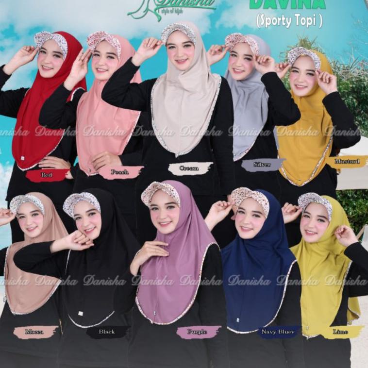 (M-X2X-➸) Hijab instan/bergo instan/ hijab sports, bergo sporty DAVINA SPORTY TOPI ORI by danisha vi