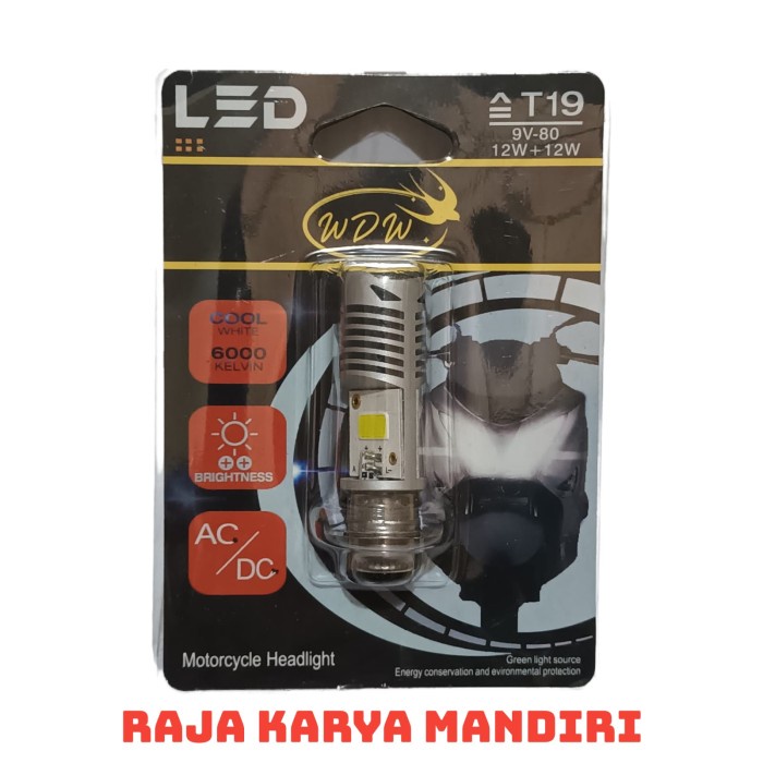 WDW Lampu LED Motor H6 T19 15W+15W AC/DC Motor Matic dan Bebek - Putih