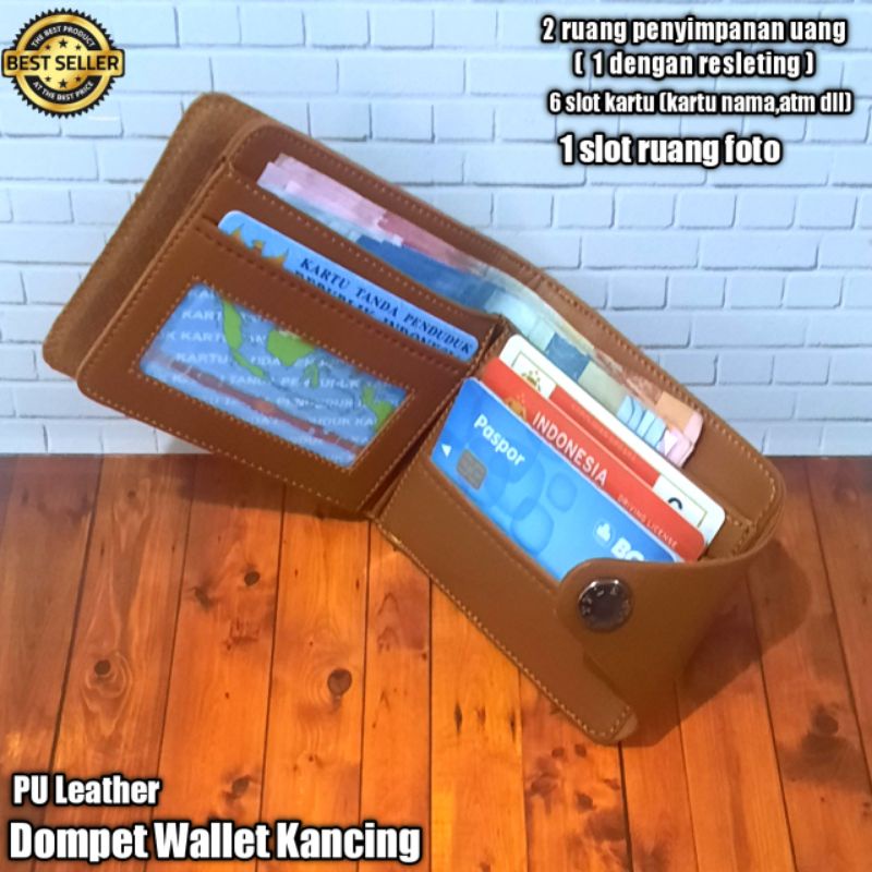 Dompet Kancing Pria Premium Dompet Lipat Tiga Dompet Kulit Pu