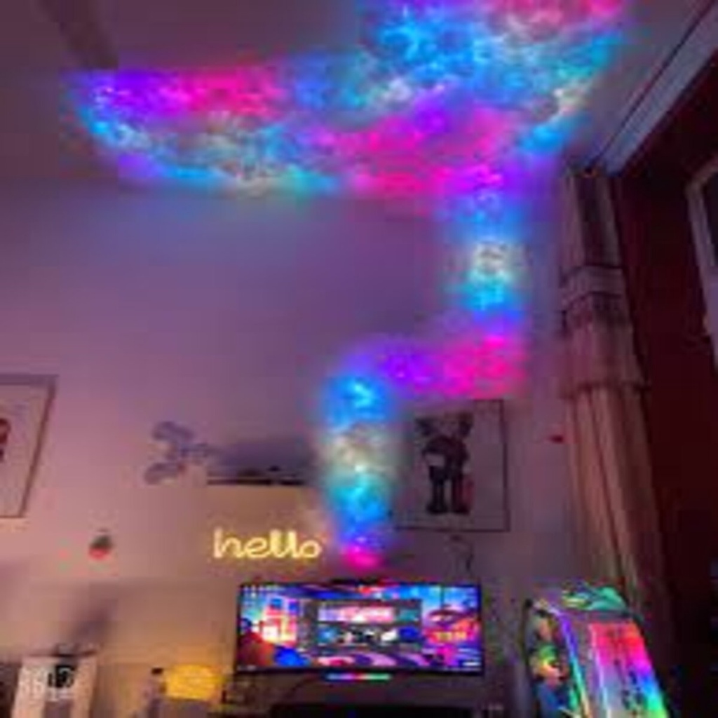 COD Full set lampu LED awan petir super besar dekorasi kamar gaming hiasan kamar tidur portable