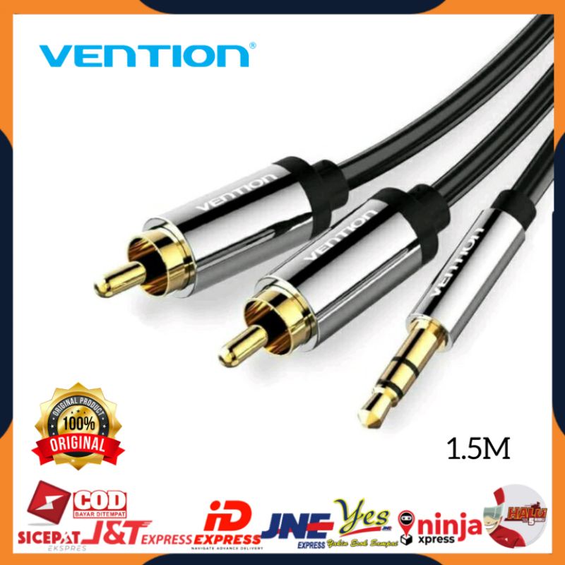 [COD] KABEL AUDIO VENTION BCF 1.5 METER / KABEL AUX 3.5MM MALE TO 2 RCA MALE BCF HIGH QUALITY 1.5M ORIGINAL