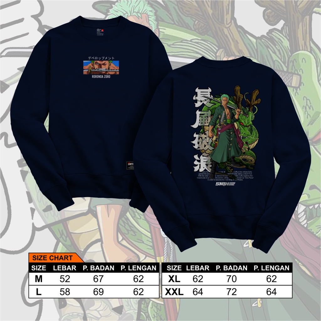 bhe nda - Crewneck Pria Anime One Piece Karakter Zoro Ashura