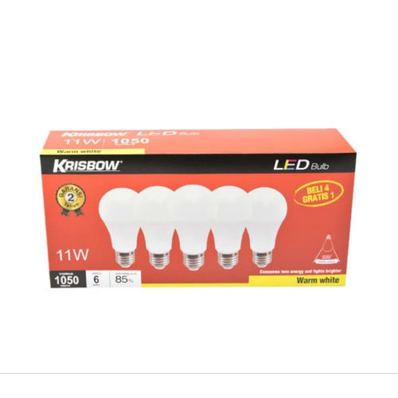 Krisbow Set Bohlam Led 11w 5 Pcs - Warm White