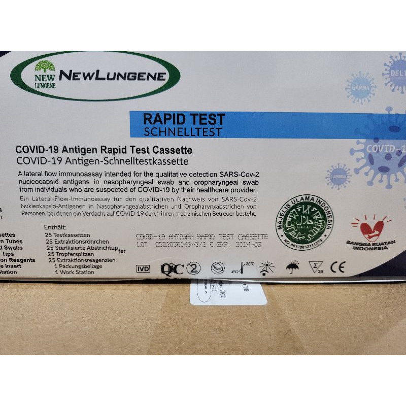 Swab Antigen New Lungene Nasal Isi 25 Pcs Alat test covid Kemenkes Original