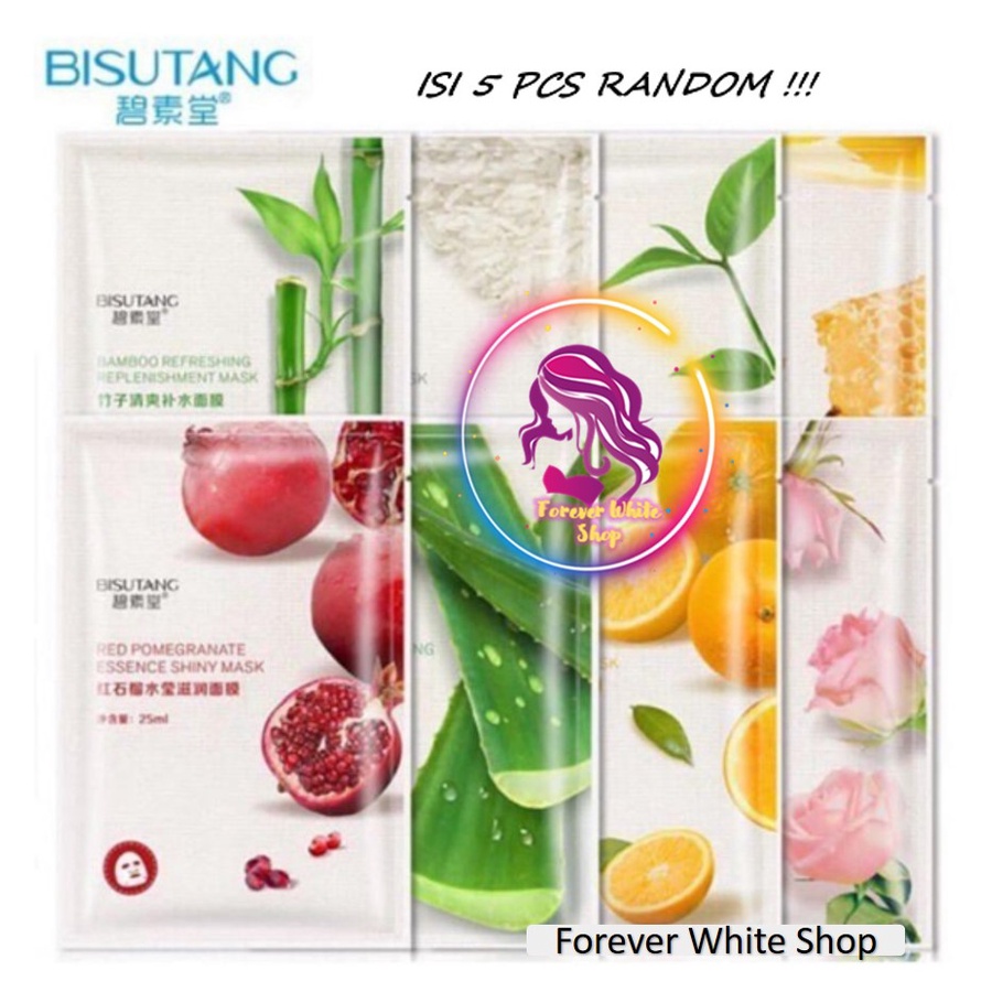 5 Pcs RANDOM Bisutang Sheet Mask Masker Wajah Organik Bisutang / Masker Korea Serum Glowing Masker W