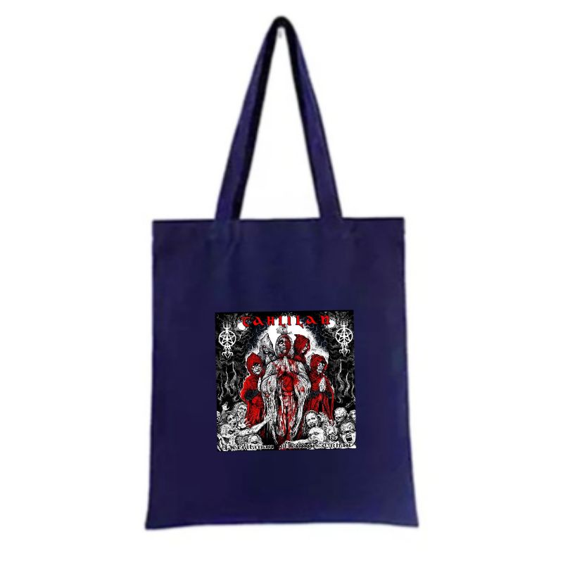 TOTE BAG TOTEBAG KANVAS RESLETING TERMURAH TERLARIS ART COVER ALBUM BAND METAL TAHLILAN SEMI KANVAS TERMURAH