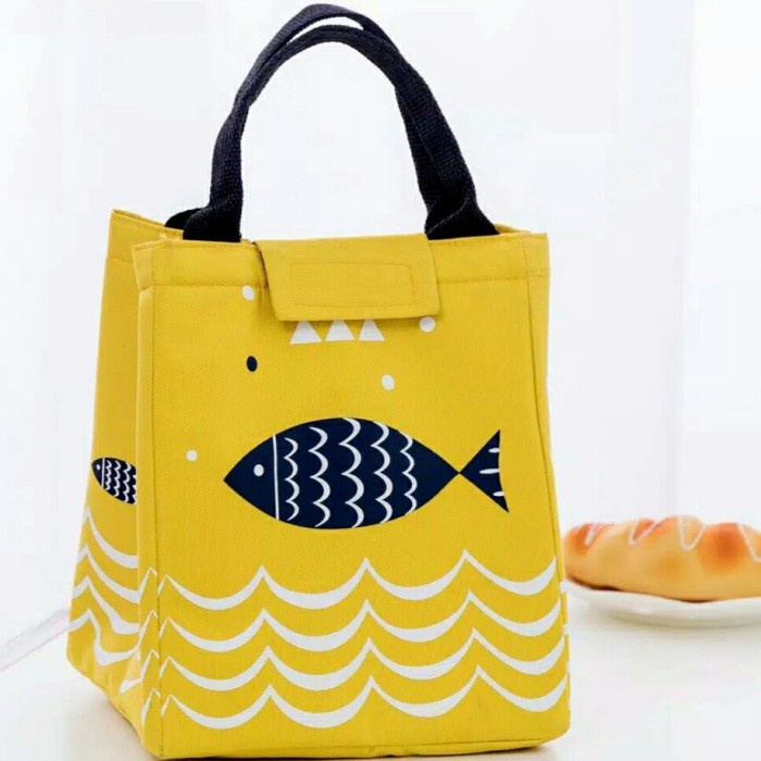 tas bekal makanan cooler bag model serut - Kuning