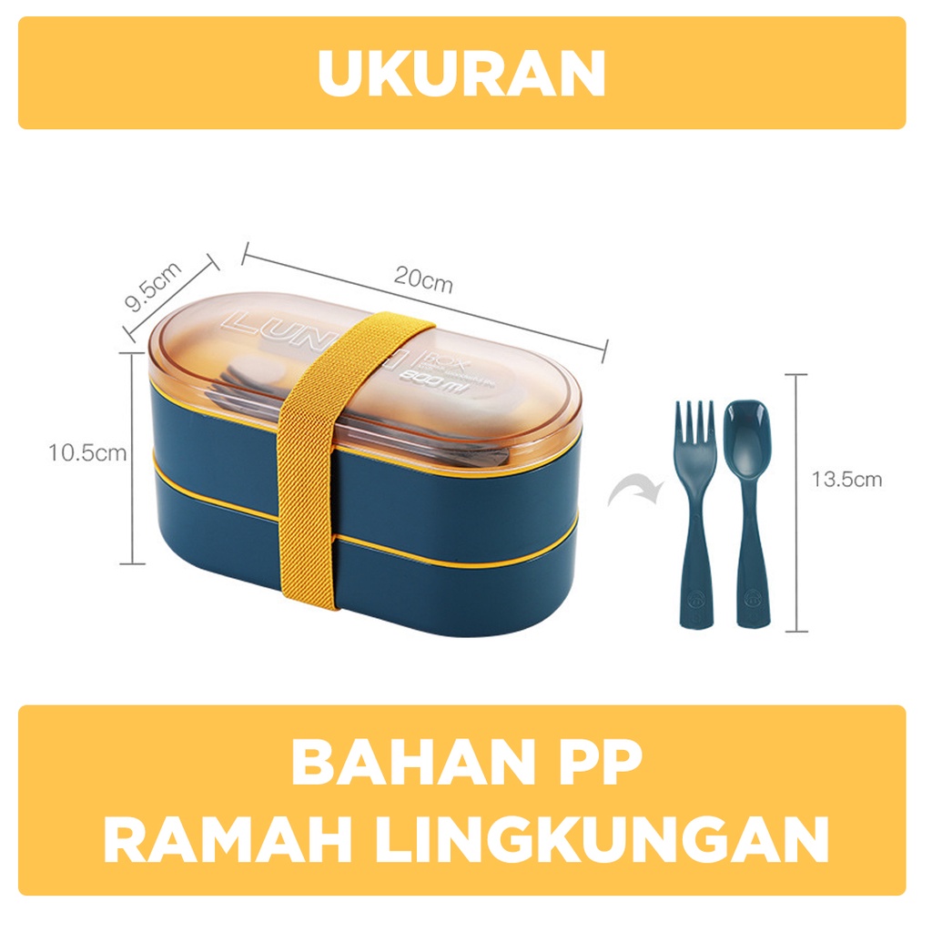 Lunch Box Kotak Makan / Kotak bekal makan siang / Kotak makan anak dan dewasa / Free Sendok Garpu