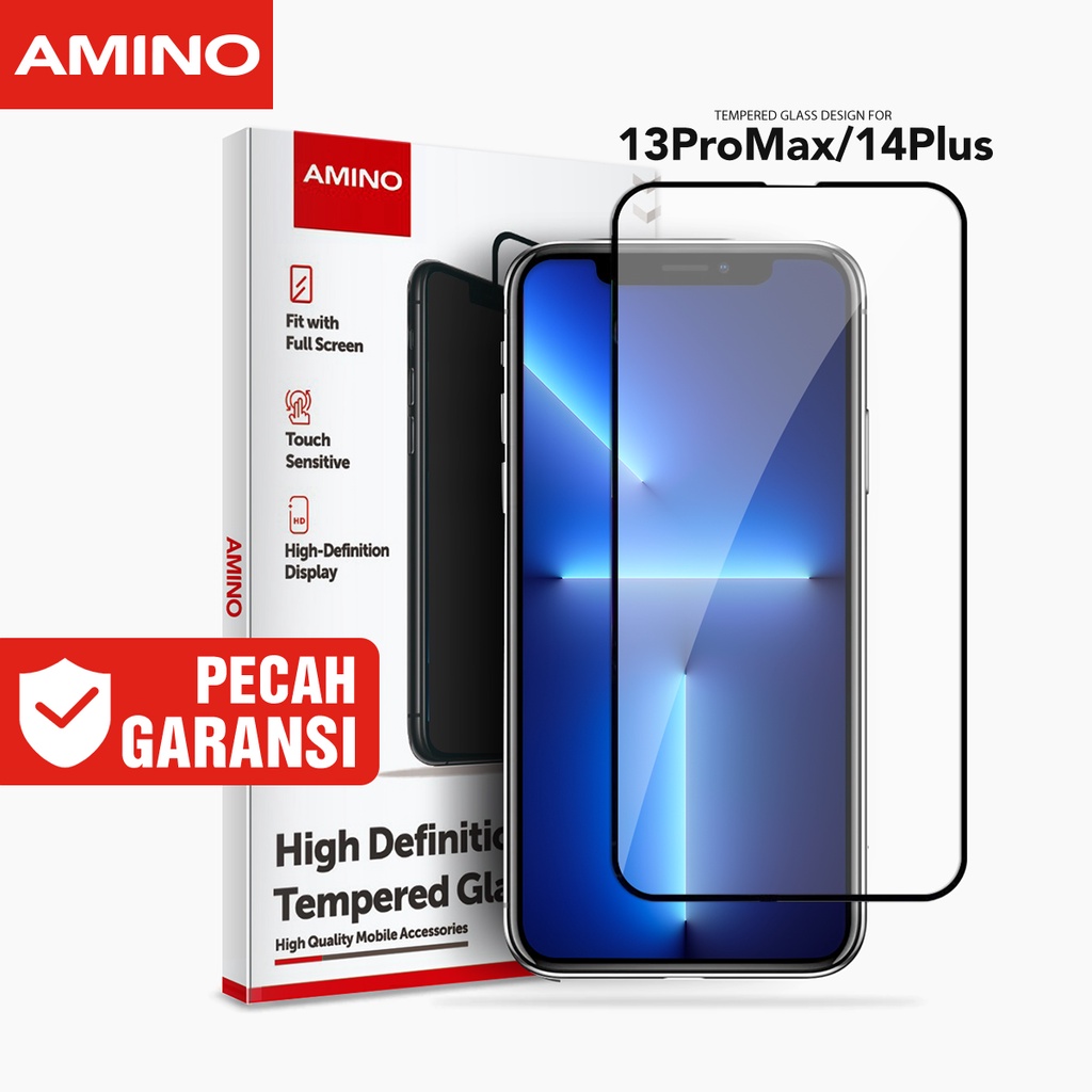 AMINO Tempered Glass 5D Untuk Iphone 13 Pro Max / 14 Plus 6.7 Inch Fullcover Premium Glass Full Scre