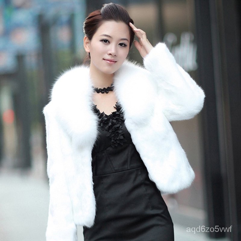 Haining Imitate Rex Rabbit Fur Fur Coat Women's Short Winter Fox Fur Collar Korean Style Slim-Fit Sl