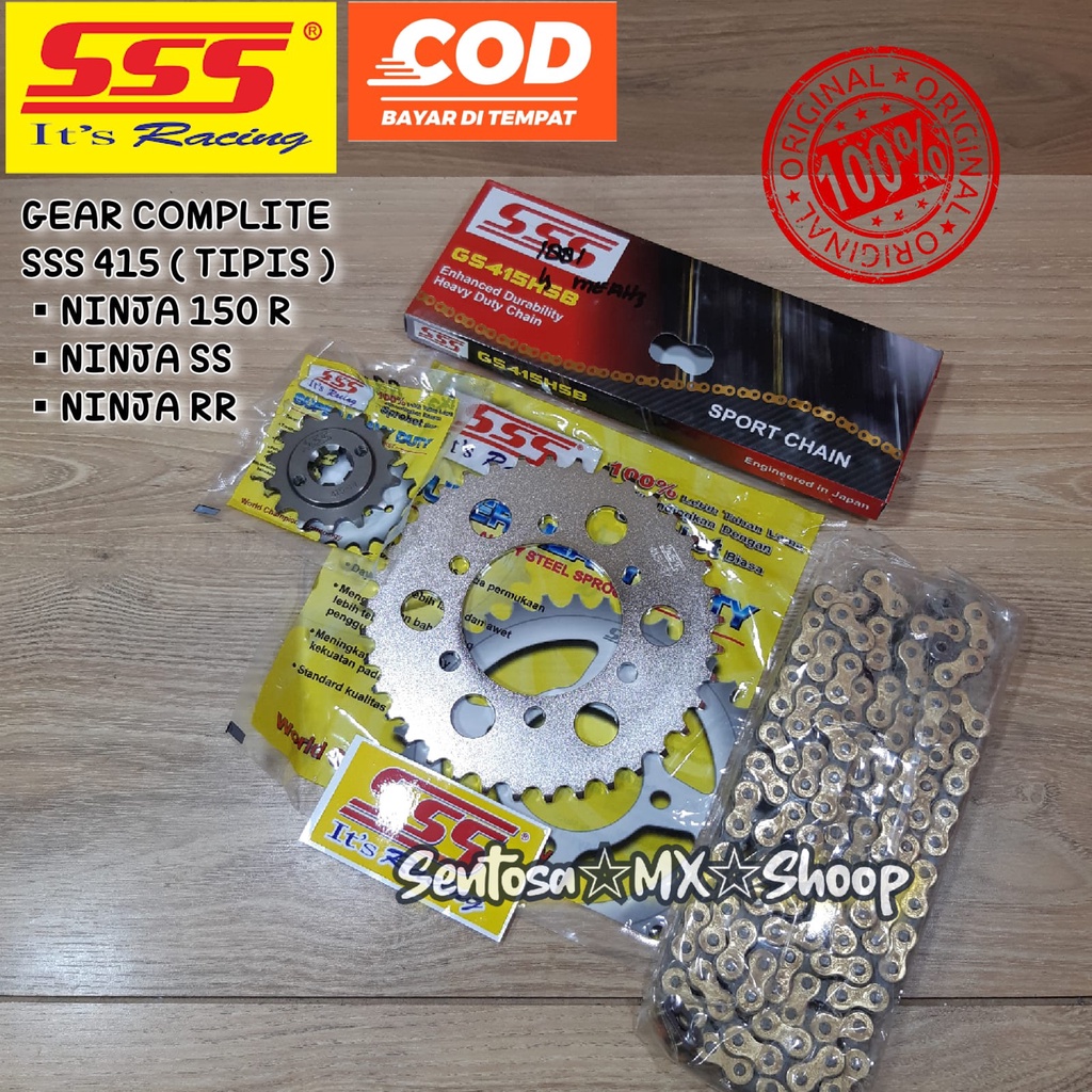 GEAR SET SSS / COMPLITE 415 NINJA R , SS , RR 1SET PLUS RANTAI