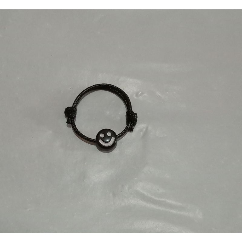 Cincin Smile Hitam Cincin Tali Korea Waterproof