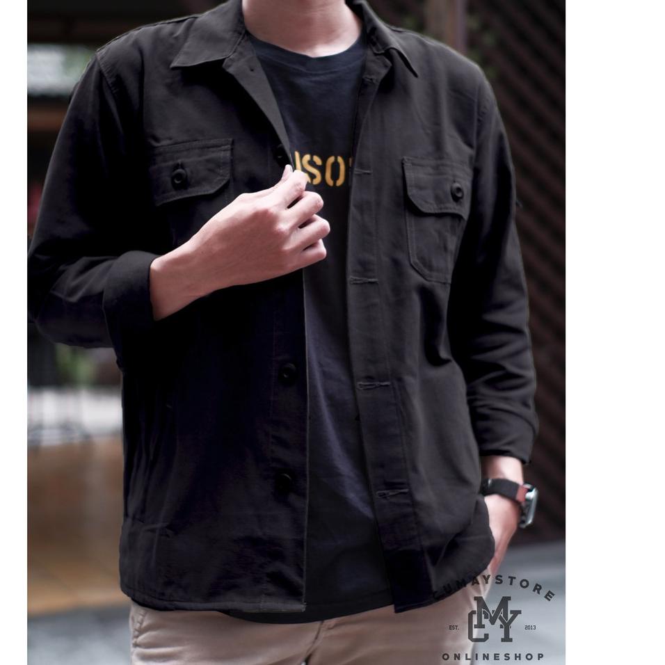 Terlaris "ARTHUR" JAKET KANVAS / SEMI PARKA / JAKET TRUCKER KANVAS - 2 POCKET  - black doff