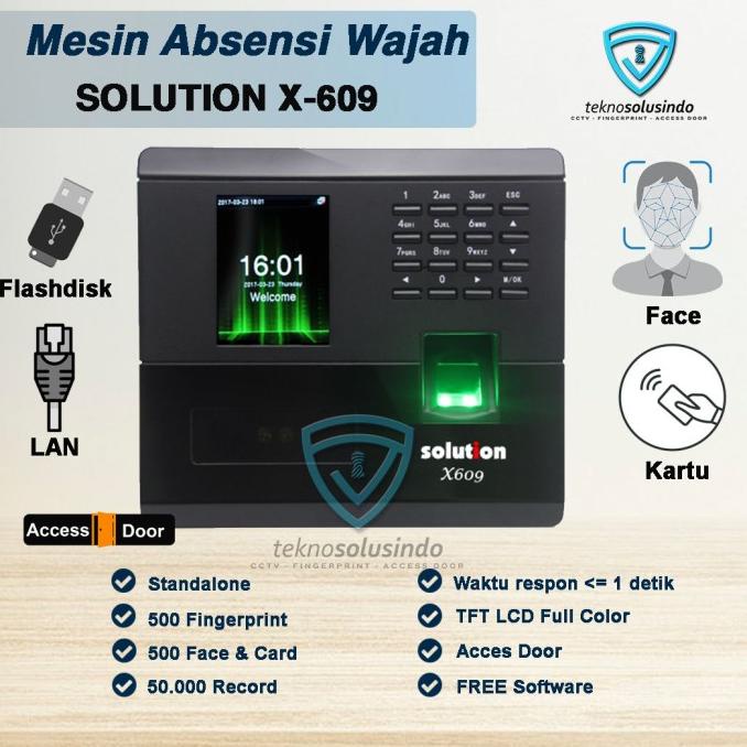 Mesin Absensi Wajah Solution X609 Fingerprint