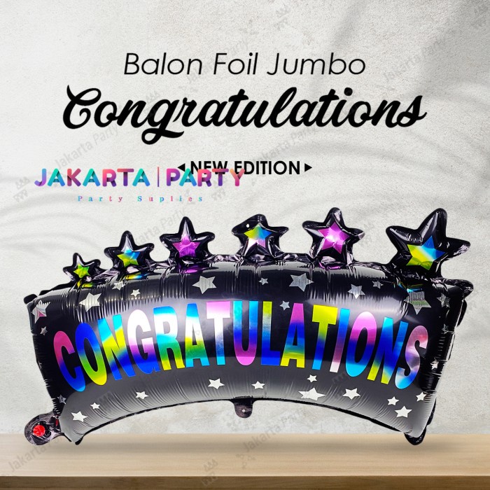 Gradien Congratulation / Foil Crown Congratulation Hitam Jumbo