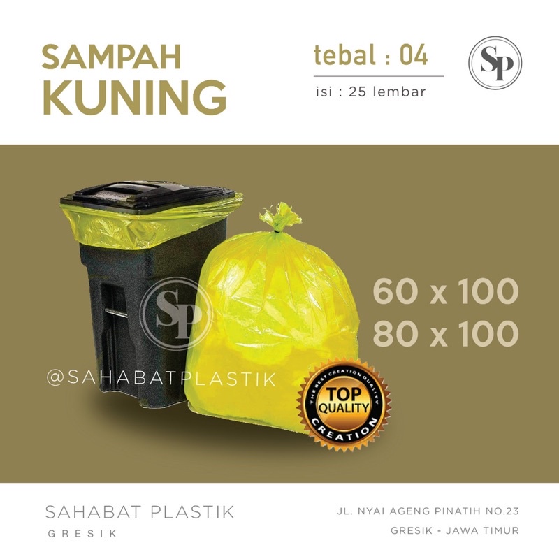 25pcs KANTONG SAMPAH KUNING MEDIS 60x100 / 80x100 / TRASH BAG RUMAH SAKIT / KANTONG PLASTIK KUNING T