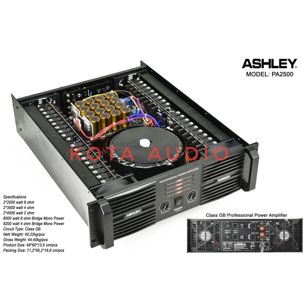 POWER AMPLIFIER ASHLEY PA2500 ASHLEY PA 2500 ORIGINAL CLASS GB
