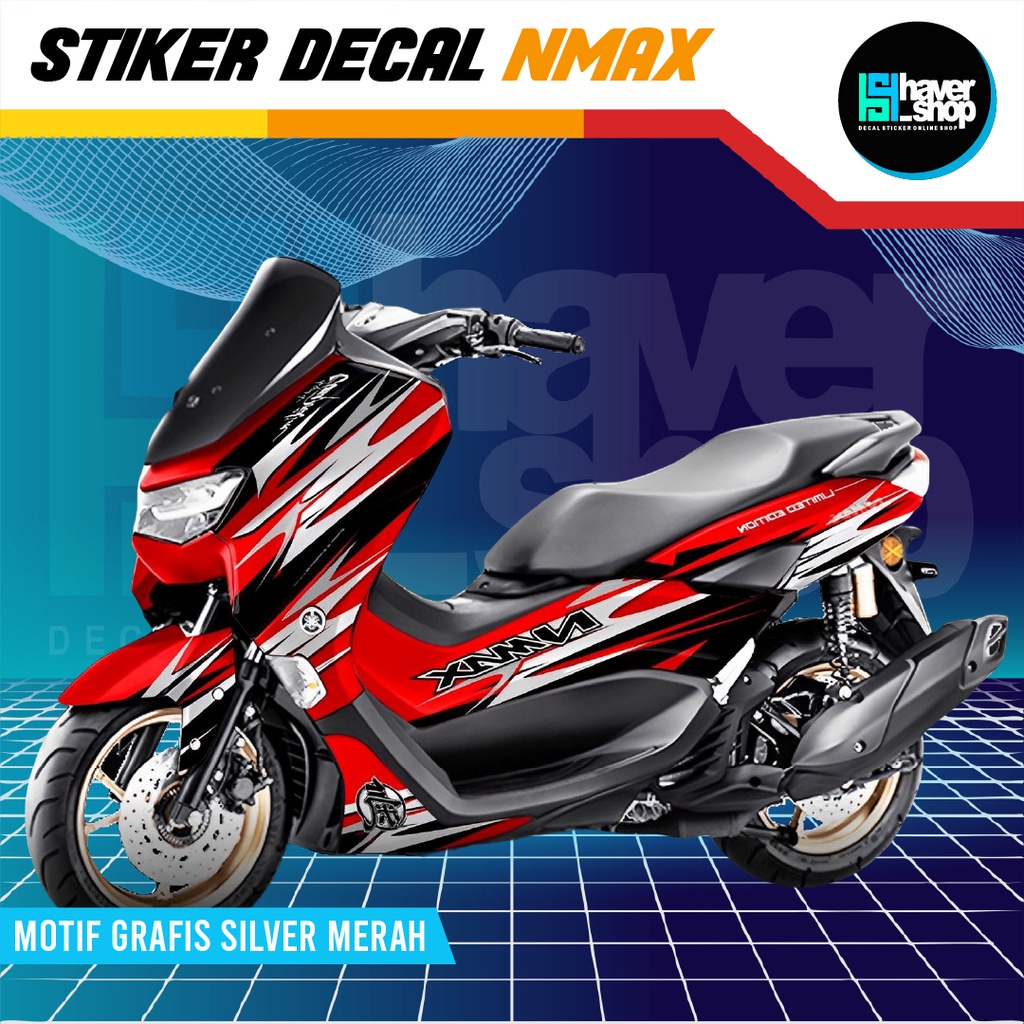 Stiker Untuk Motor Aksesoris Kendaraan Decal Full Body Yamaha Nmax Silver Merah Terlaris By Haver Sh