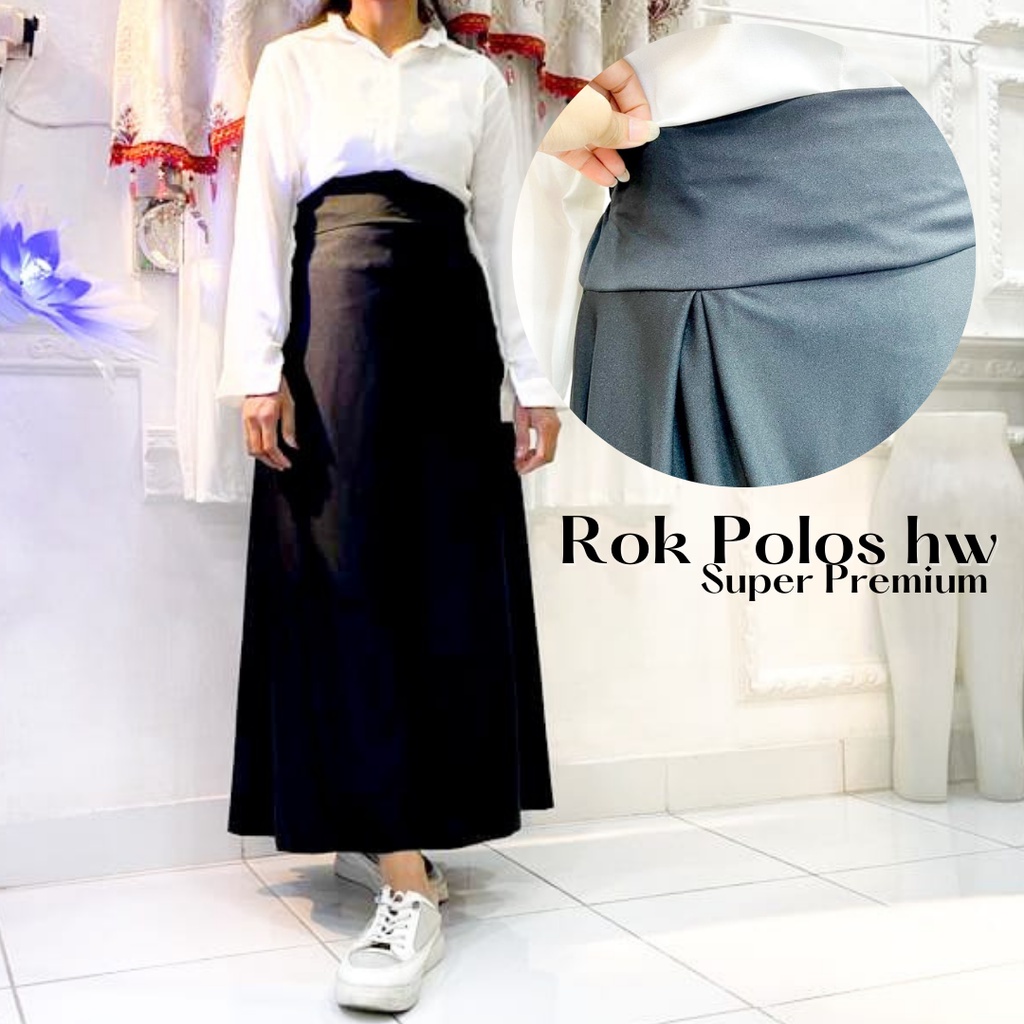 Rok Kerja Line A Maxi Skirt Wanita Panjang Size S,M,L,XL | Rok Basic Highweist