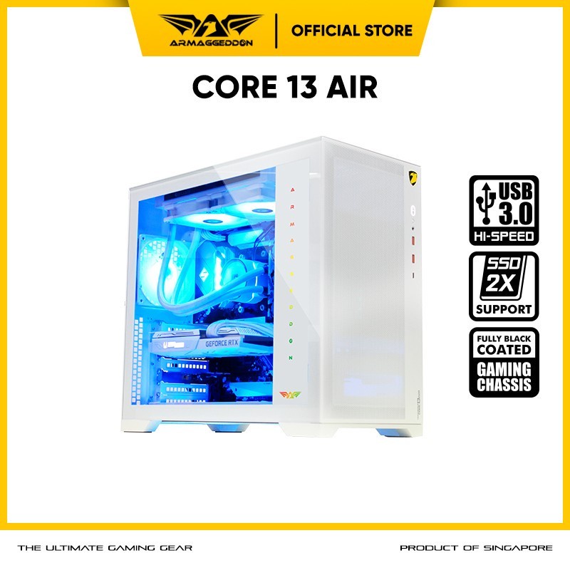 Casing Gaming Armaggeddon Tessaraxx Core 13 Air E-ATX | White PC Case