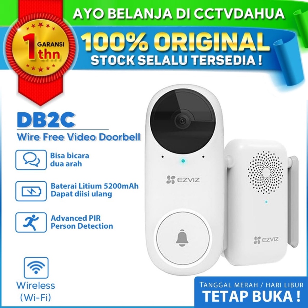 EZVIZ DB2C Kit Wireless Video Doorbell with Chime Bergaransi Resmi