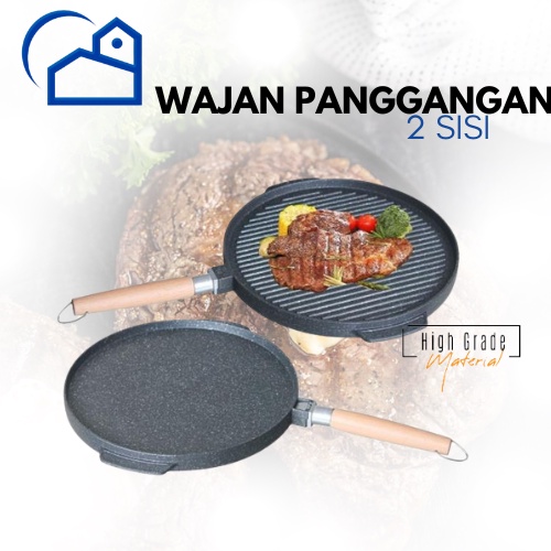 Wajan Pemanggang Daging / Alat Panggang Daging 2 sisi / alat pemanggang BBQ Grill Pan 8532