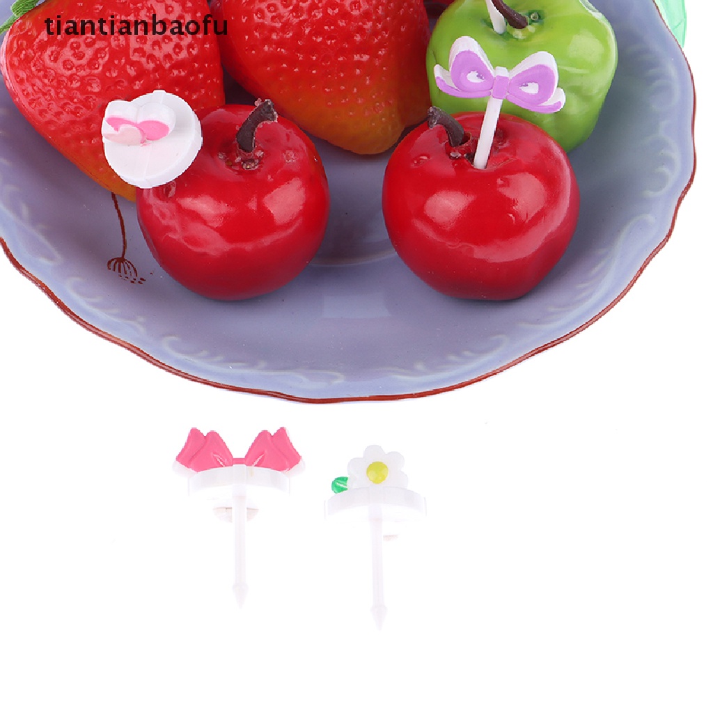 [tiantianbaofu] 8 Pcs Garpu Buah Mini Kartun Kupu-Kupu Dessert Kue Animal Decor Pilihan Makanan Butik