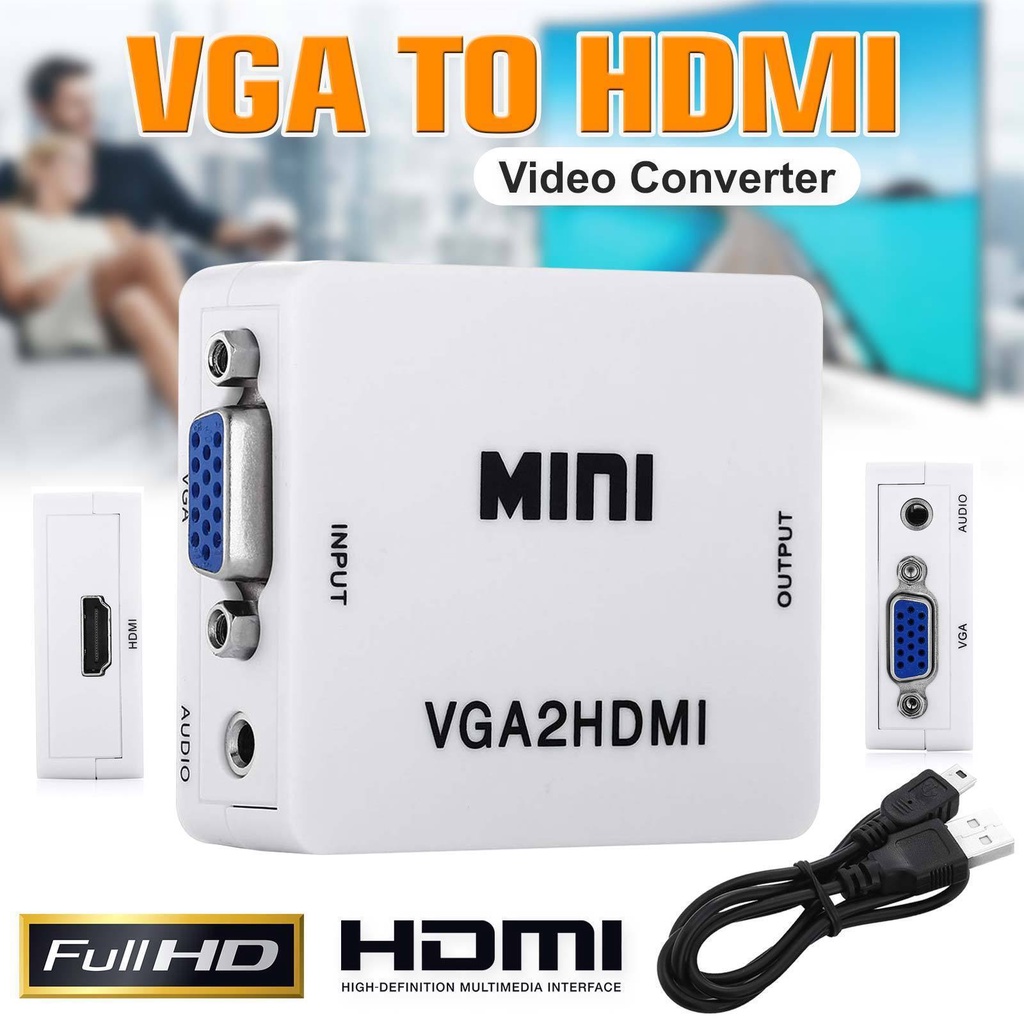 Konverter Mini VGA2HDMI VGA to HDMI 1080p HD Audio Video Converter Adapter Connector