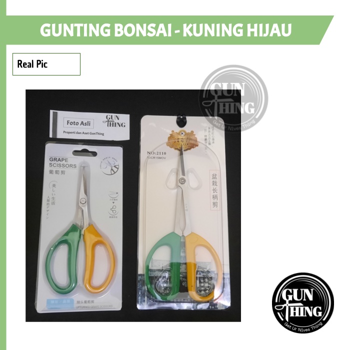 Gunting Bonsai Panjang - Gunting Pruning Hijau Kuning - Ranting Bunga