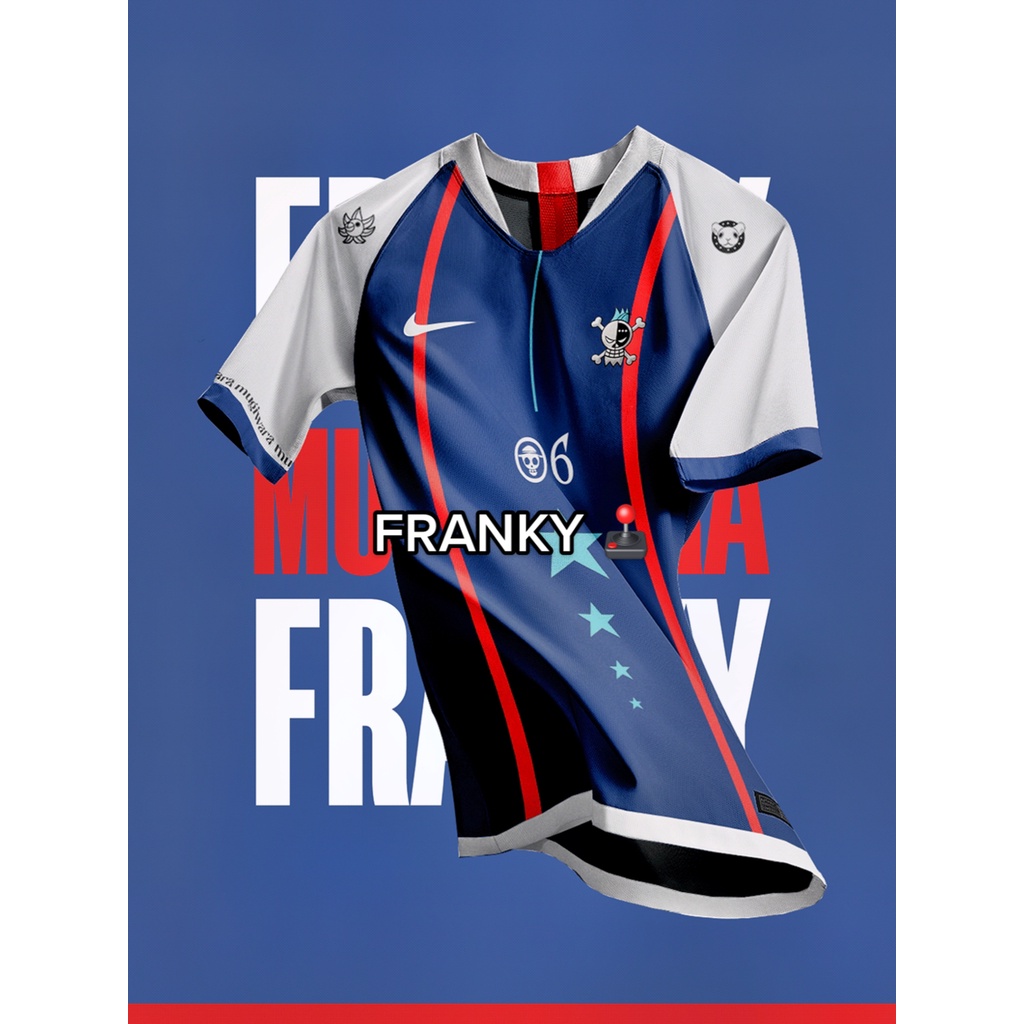 JERSEY ANIME JERSEY MUGIWARA X NIKE JERSEY BOLA JERSEY ANIME WANOKUNI FRANKY JERSEY ONE PIECE art 3