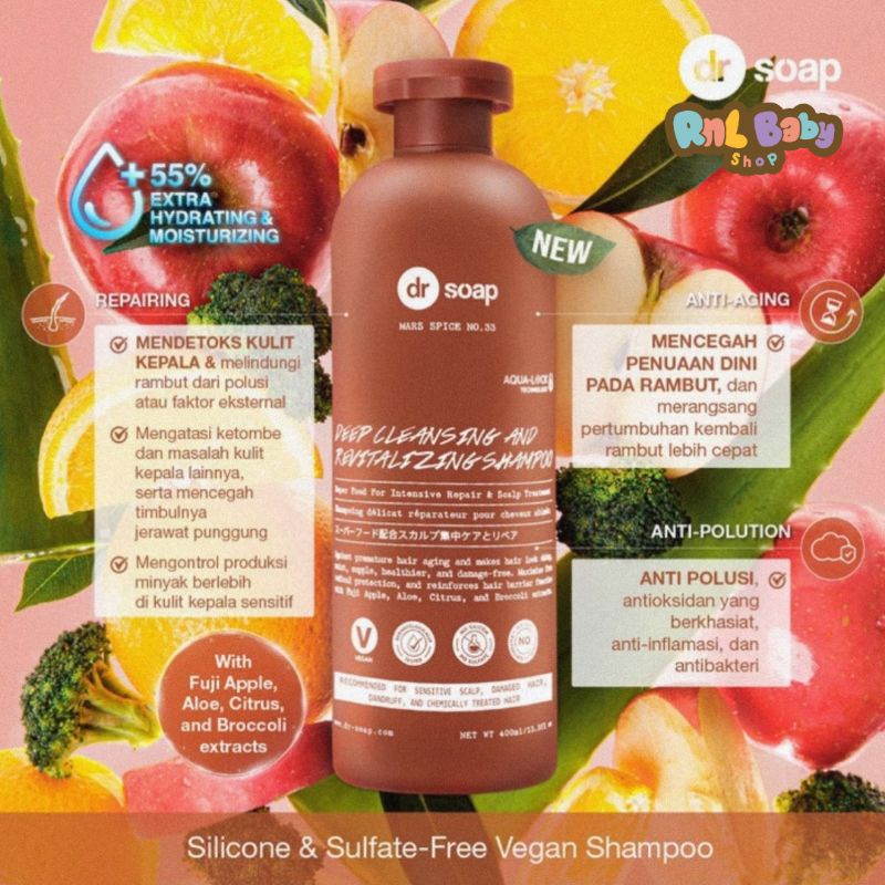 dr soap Deep Cleansing &amp; Revitalizing Shampoo Mars Spice No.33 Ukuran 400 ml