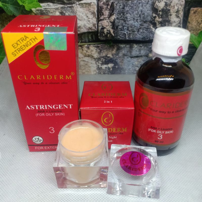 paket cream clariderm super & toner clariderm 2in1