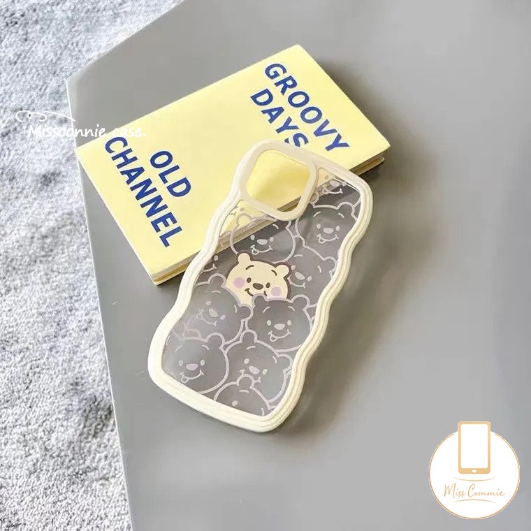 IPHONE Casing Bening Case Kompatibel Untuk Iphone6 6s 78 Plus 11 14 12 13 Pro Max XR 14Plus X XS Max SE 2020kartun Lucu Winne the Pooh Transparan Wavy Edge Soft TPU Case