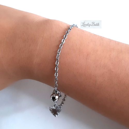 Gelang Tangan Wanita Titanium Anti Karat dan Luntur 4disa Gelang Rantai Model Nori Polos Kerincing Krincingan - Lovelybutik