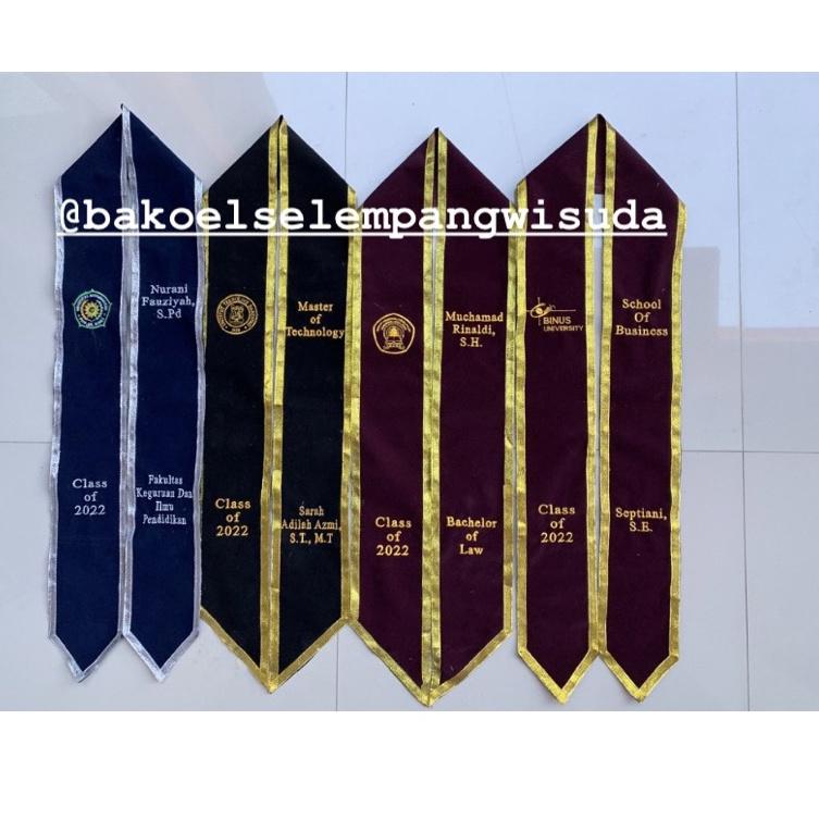 か Selempang wisuda leher sehari jadi (kain bludru 1 layer, kain satin 2 layer) ラ