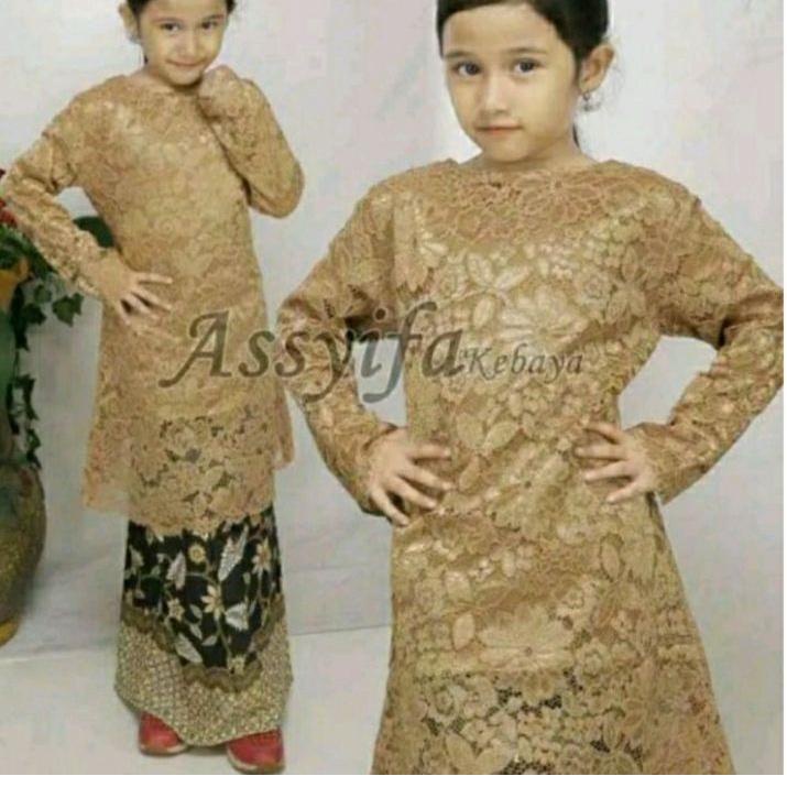 ╝¤╚  kebaya anak perempuan umur SD SMP Stelan kebaya Brukat Tunik kurung Lian kombi rok span batik a