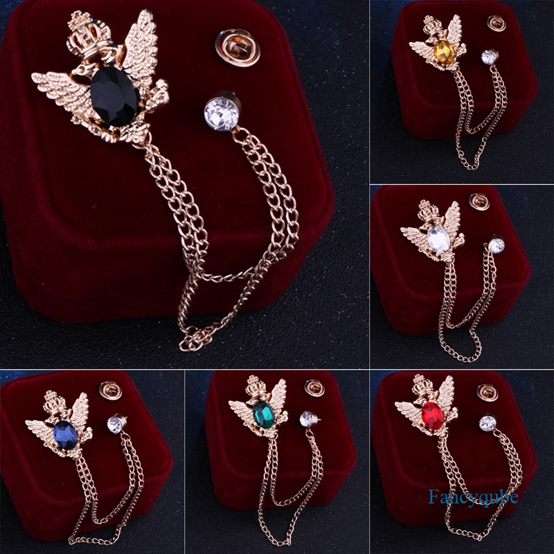 Fashion Kristal Rumbai Permata Pin Gesper Rantai Bros Wanita Pria Jas Bros Lencana Pria Korsase Perhiasan Aksesoris