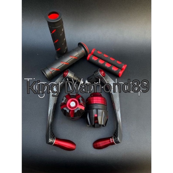 PAKET 4IN1 Paket Hemat Proguard karbon + Handgrip Domino Galis + Jalu as roda + Karet handle Cocok Buat semua motor Universal