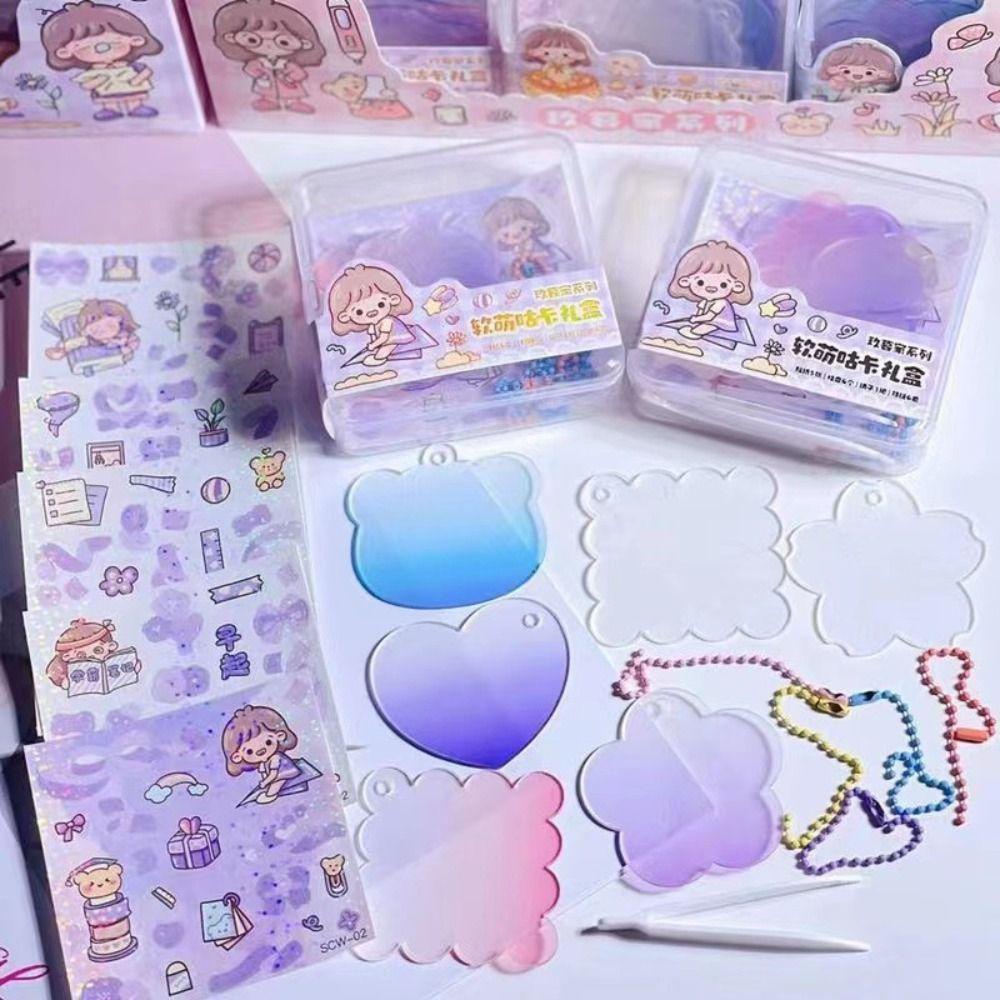 Quinton Soft Goo Card Gift Box Set Hadiah Craft Mainan Dekorasi Pesta Hadiah Ulang Tahun Dengan Goo Tray Rantai Bahan Paket Kotak Penyimpanan Set
