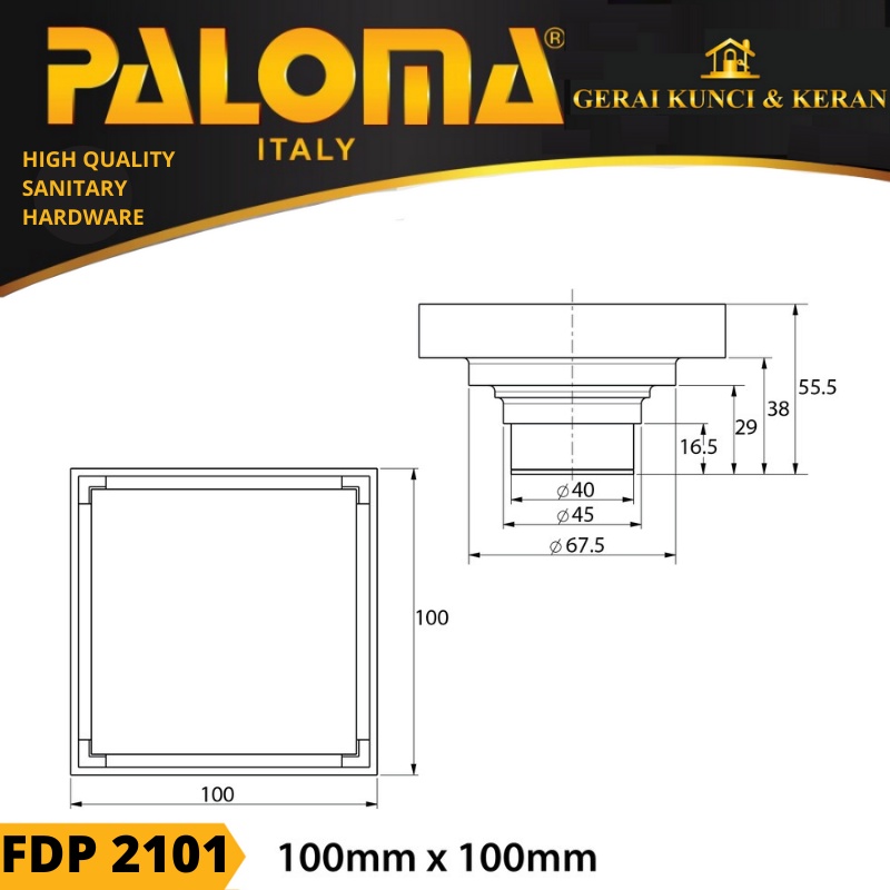 FLOOR DRAIN FDP 2101 PALOMA Strainer Saringan Got Kamar Mandi ANTI BANJIR BAU SERANGGA KECOA TIKUS