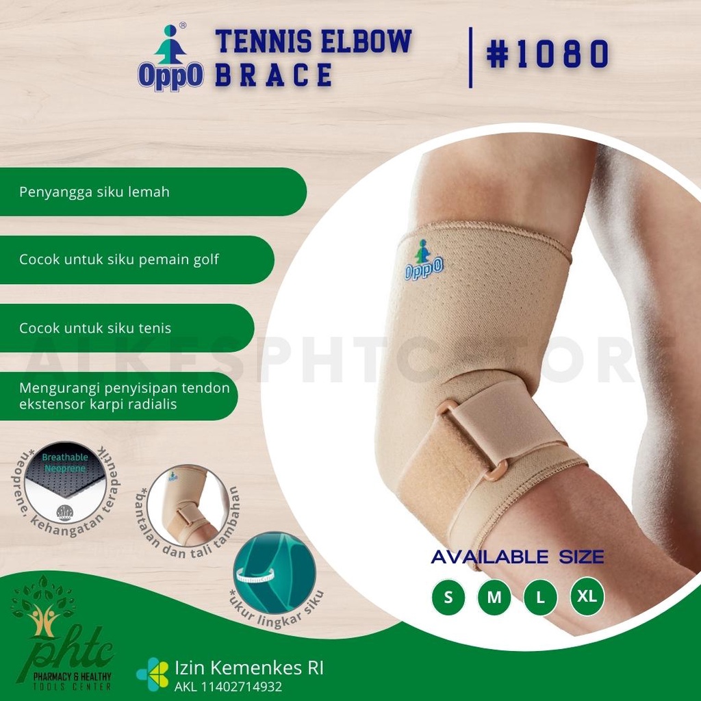 OPPO 1080 Tennis Elbow Brace Neoprene l Untuk Siku Lemah Untuk Para Pemain Golf, Tennis